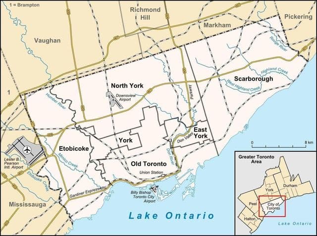 Mapa de los aeropuertos de Toronto