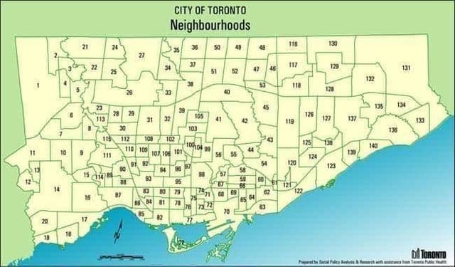 Mapa de los barrios de Toronto