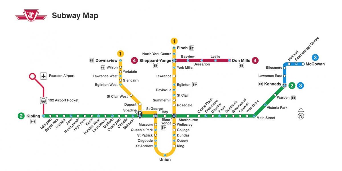 Mapa de las estaciones de metro de Toronto