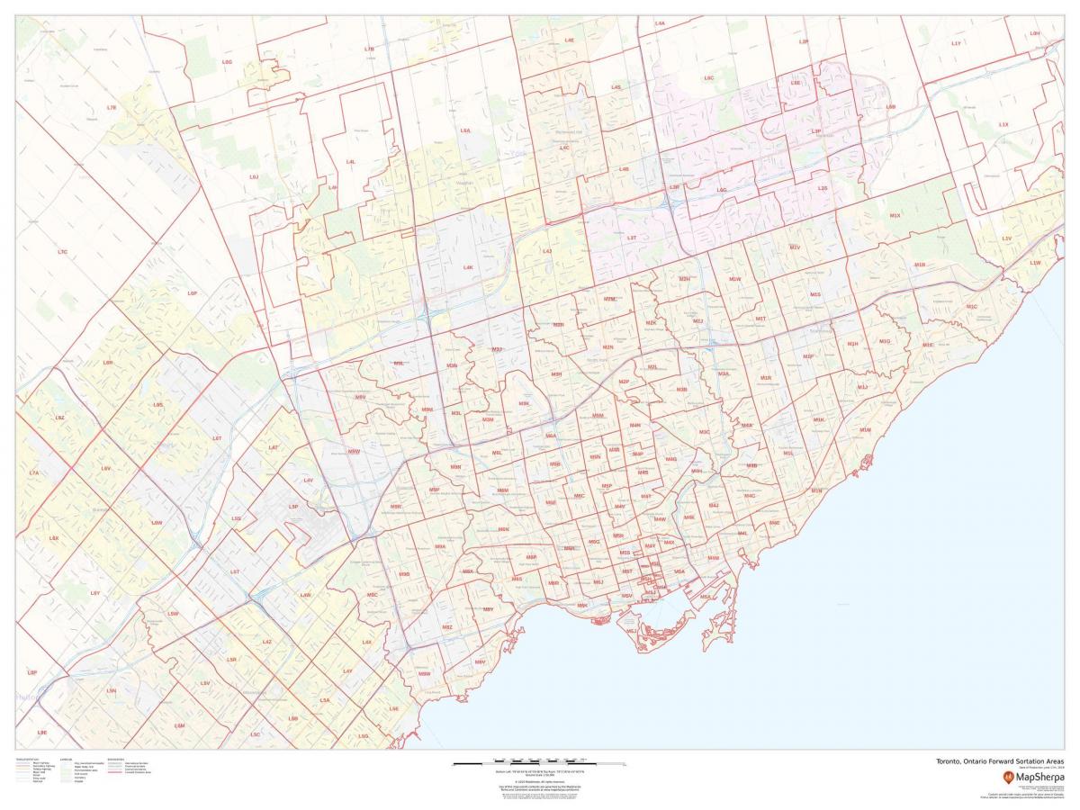 Mapa de códigos postales de Toronto